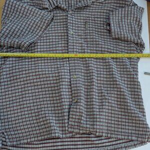 Men's Vintage 90's Columbia Short Sleeve Button up Blue/Black/red Shirt, Large